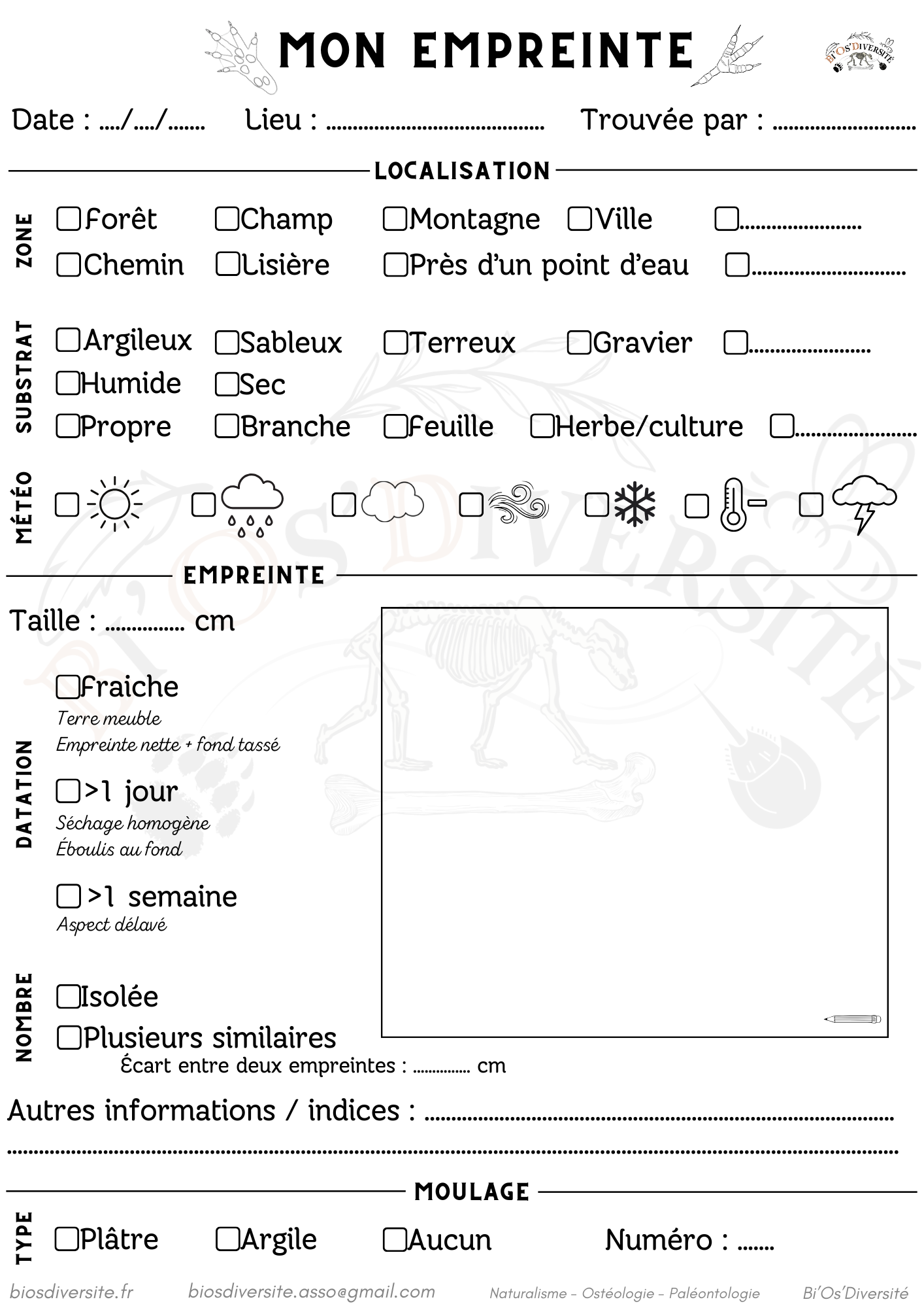 Fiche "Mon empreinte"
