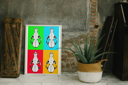 Poster design_crâne de renard roux - 2 couleurs au choix