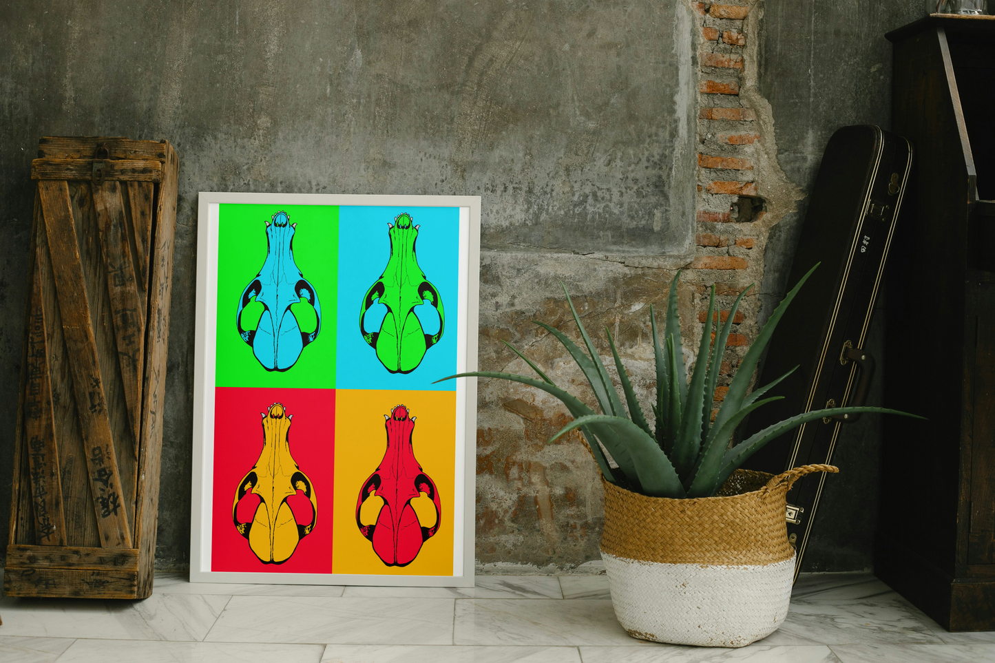 Poster design_crâne de renard roux - 2 couleurs au choix